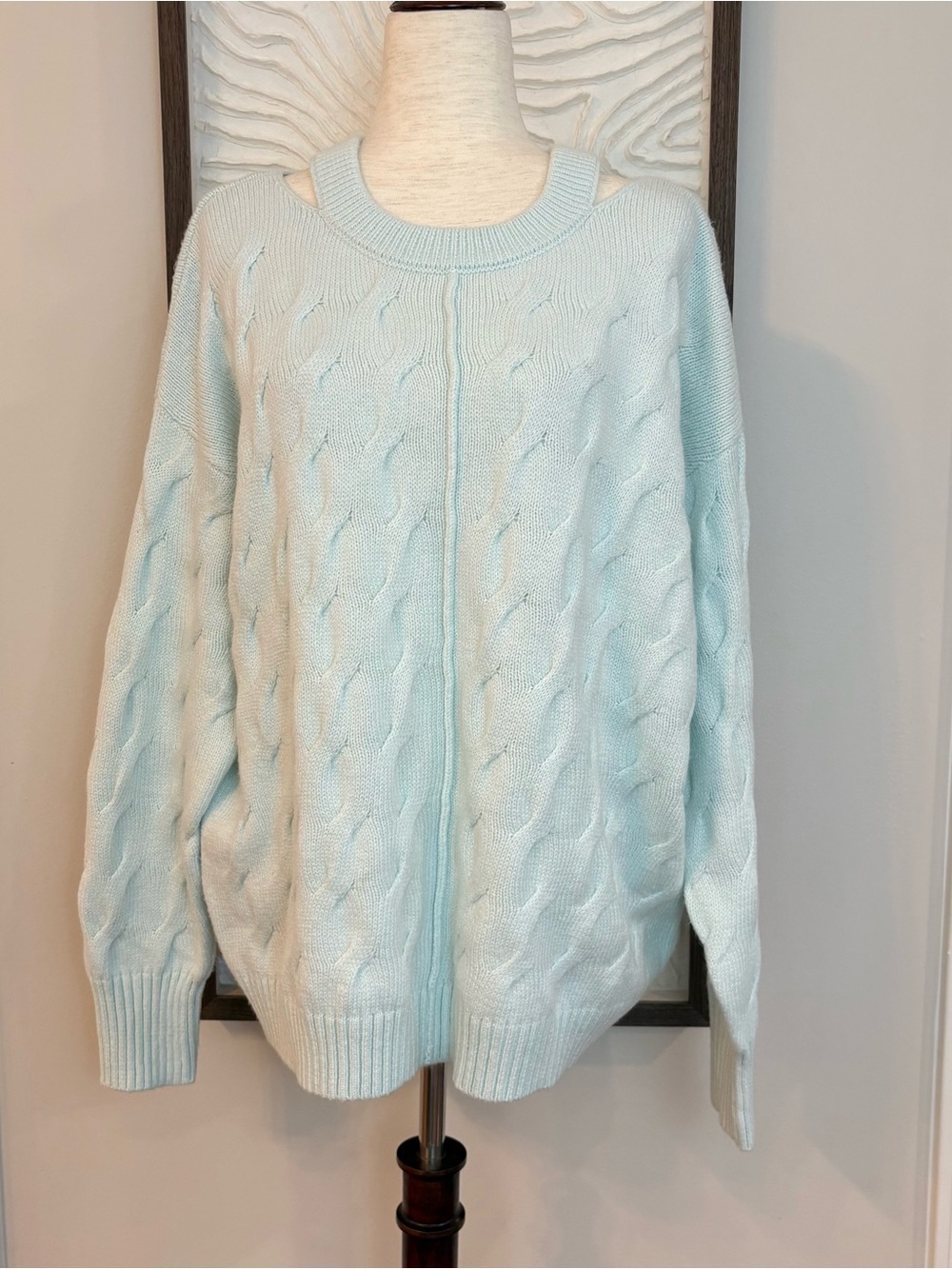 Vince Camuto Mint Cable Knit Cutout Sweater Large NWOT